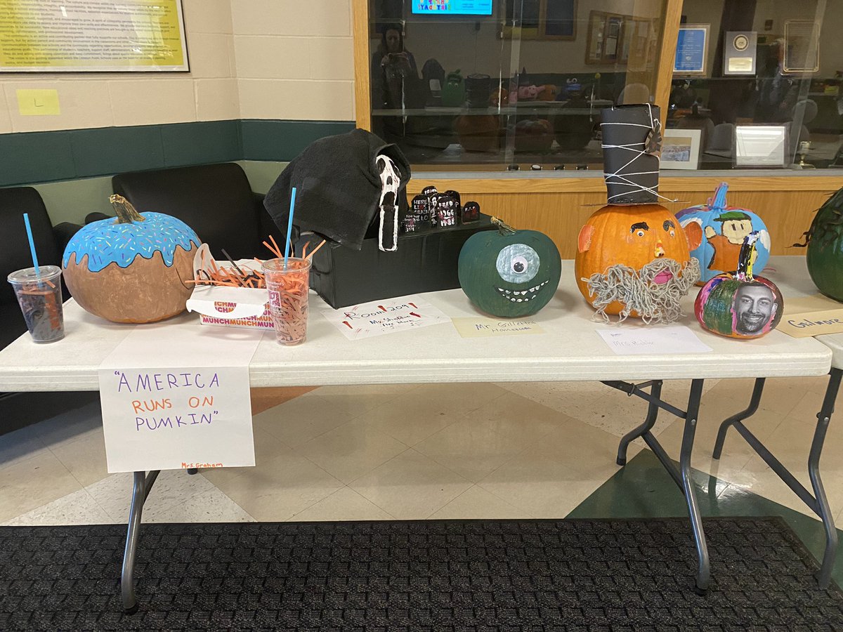 MsManheimerLMS's tweet photo. Our annual advisory pumpkin decorating contest ended today. They all came out amazing! 🎃 Congratulations to Ms Oliver’s advisory and Ms Morgan’s advisory for winning! @LMS8thhistory https://t.co/Hi0iXnpcH7