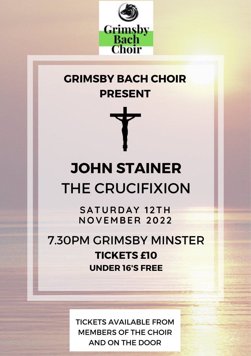BachChoir's tweet photo. Looking forward to starting rehearsals again after half term 🎶🎼 We are singing Stainers Crucifixion on Saturday 12th November at the Minster at 7.30pm. The cafe will be open for refreshments. Tickets are £10 - under 16s free 😊 https://t.co/GvtdcFb8JC