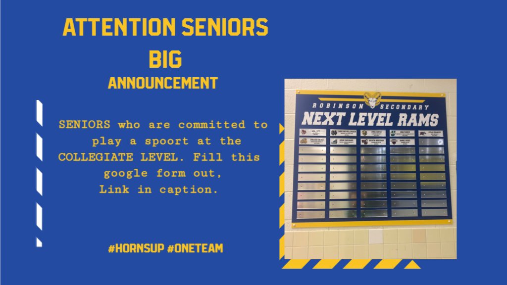 Robosportslead's tweet photo. https://t.co/UyJERZpUp2

SENIOR COLLEGIATE COMMITS PLEASE FILL THIS OUT https://t.co/qqIbZZxjdE