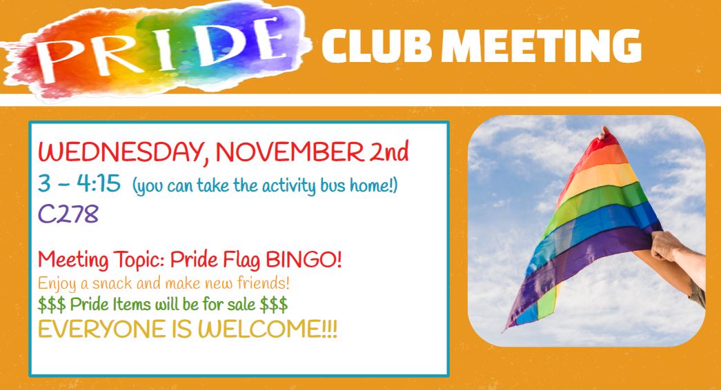 Join <a href="/WAPrideClub/">WAPrideClub</a> after school TODAY in C278 for #popcorn🍿 and #prideflag 🏳️‍🌈🏳️‍⚧️#bingo! 
EVERYONE IS WELCOME!
#pride  #LGBTQ  <a href="/waactivities/">WestAuroraActivities</a> <a href="/sd129/">West Aurora School District 129</a>