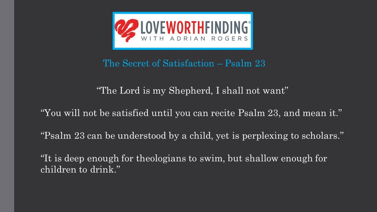 designedplanet's tweet image. Psalm 23 - The Secret To Satisfaction