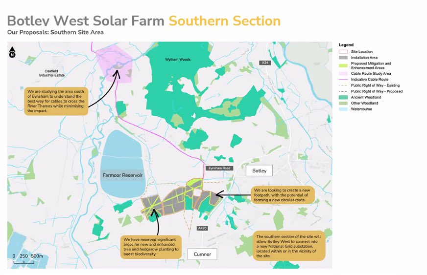 Now 3 solar power stations proposed for #cumnor. This one - #botleywest - part of a 1400 hectare development on 3 sites.  Will require new electricity substation to be built on #greenbelt farmland between #farmoor reservoir and A420
