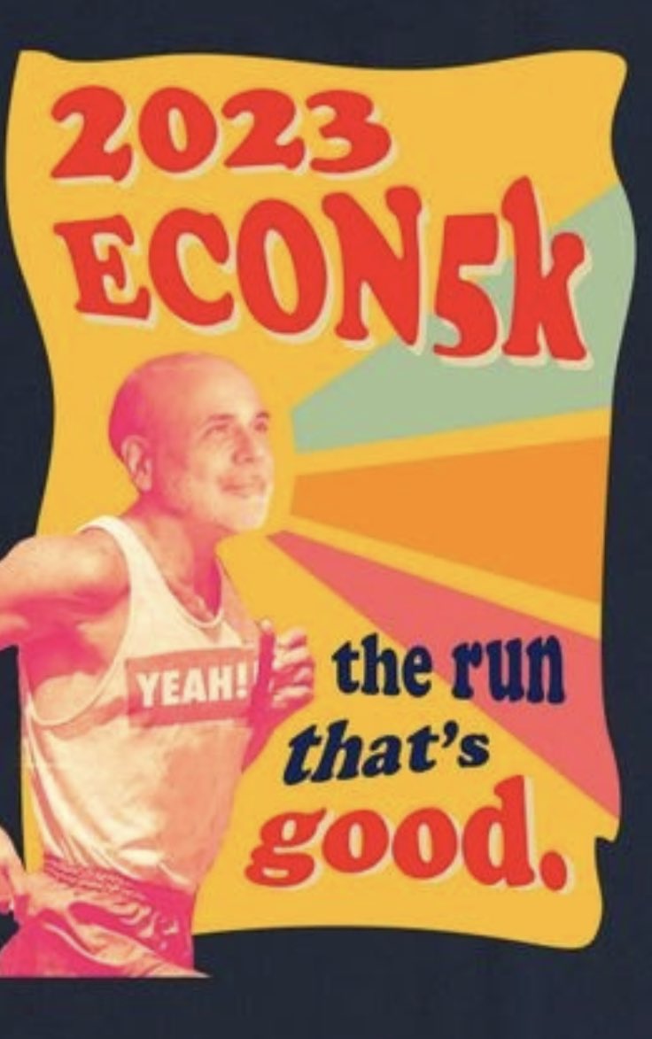 the_econ5k's tweet photo. The #AEA5k is reborn as the #ECON5k!  Details and the 2023 t-shirt are at https://t.co/oPBDJP5yNA. 

Run in December, run wherever you happen to be. Very many will win! Zoom awards ceremony during the ASSA meetings. 

Hosts are @SandraHGoff, @inaganguli, and @dbergstresser https://t.co/RjTOyx3yZ6