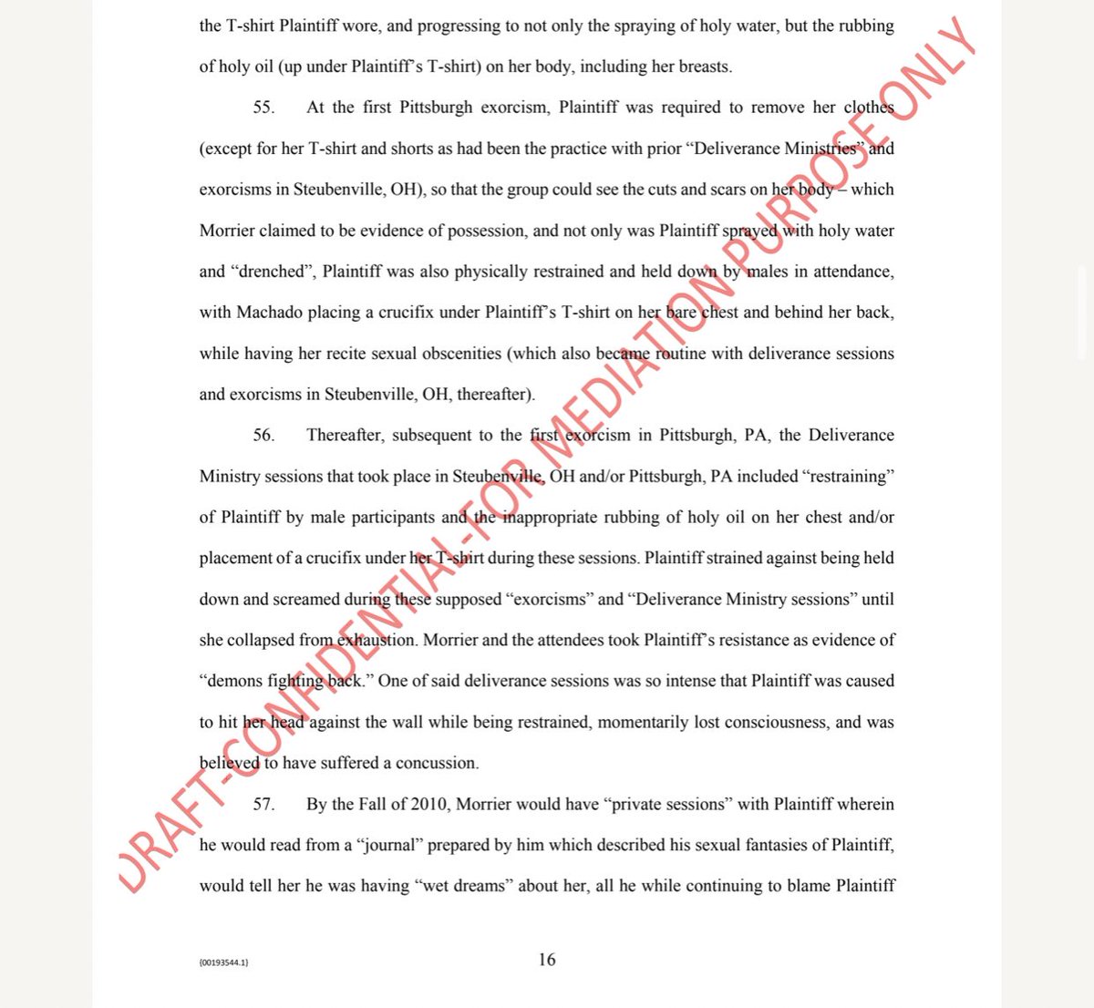 Multiple university leaders covered up the sexual abuse of a particular priest, Father Morrier, described in a recent lawsuit.
He:
*tied down and threw holy water on a naked woman while forcing her to recount her childhood sexual abuse in an pseudo-exorcism ritual