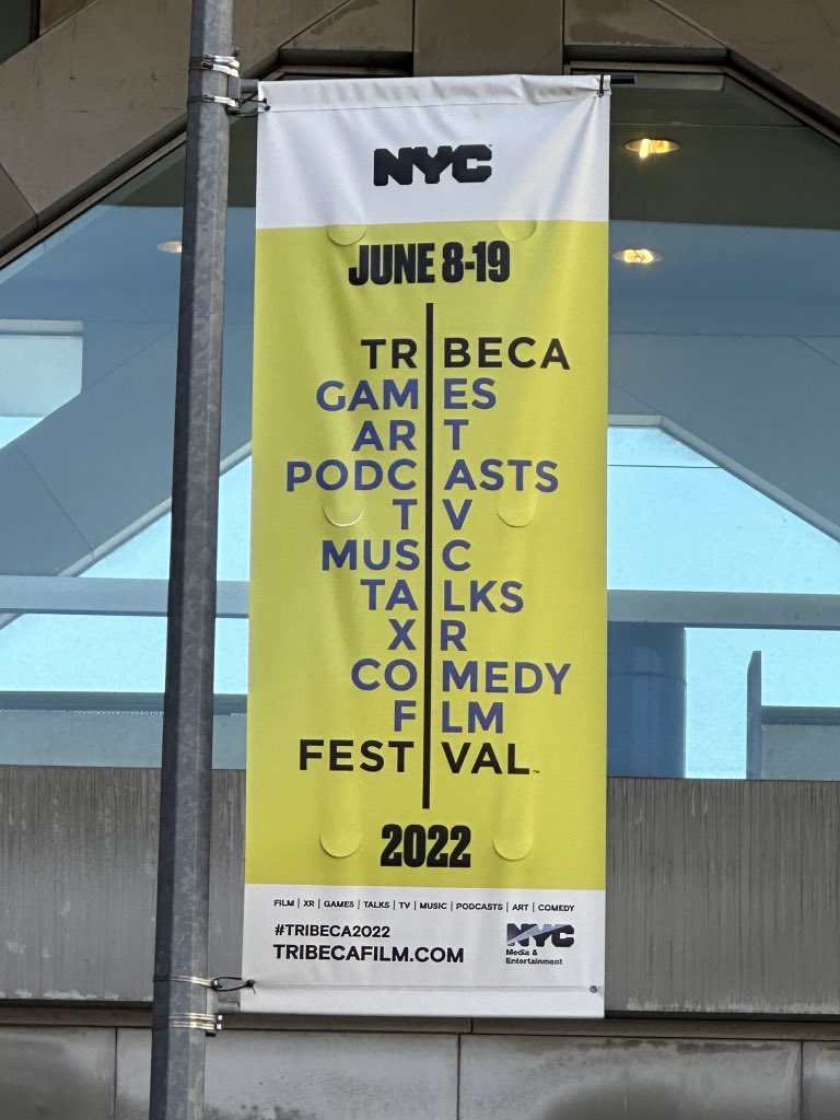 So this vertical line is only an “i” sometimes? #tribeca2022 This reads: Tribeca, Gamies, Arit, Podciasts, TiV, Music, Tailks, Coimedy, Film, Festival.