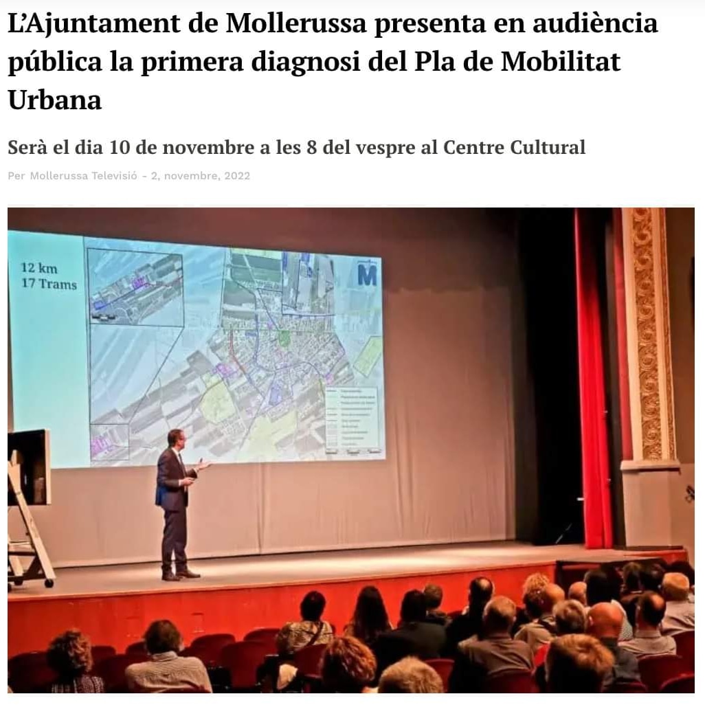 L’Ajunt de Mollerussa té previst celebrar una 📎𝐚𝐮𝐝𝐢è𝐧𝐜𝐢𝐚 𝐩ú𝐛𝐥𝐢𝐜𝐚 per a informar sobre el 🖇𝐏𝐥𝐚 𝐝𝐞 𝐌𝐨𝐛𝐢𝐥𝐢𝐭𝐚𝐭 que està elaborant. 

    ✅ I si l’Ajuntament de les Borges Blanques, també es decidís a fer-ne una, també per explicar el Pla de Mobilitat❓