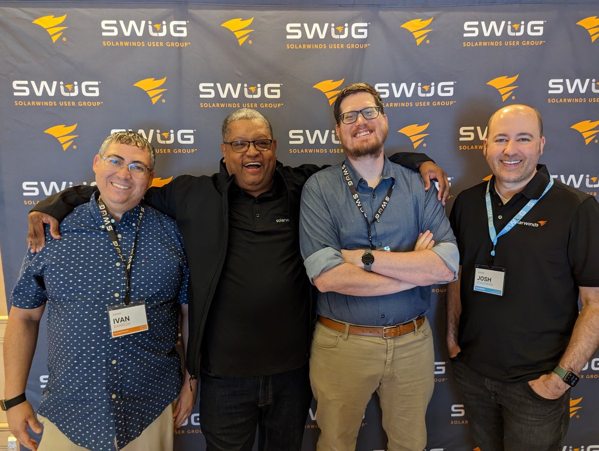 r_fackrell's tweet photo. Been talking with Howard Williams and Josh Stageberg around practices on NOC and alerting management.
In person with product experts is my #1 reason for attending @solarwinds #swug events. https://t.co/uTPei0eA71