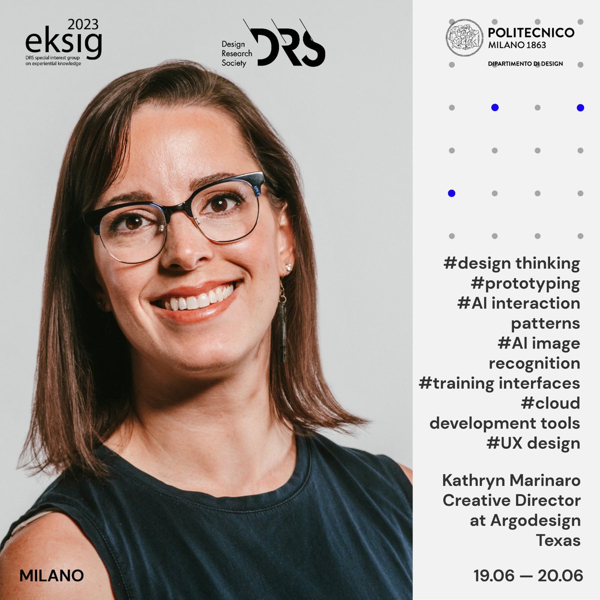 This week we introduce you to one more of our guest speakers!​

We have the delight of hosting Kathryn Marinaro an award-winning Creative Director who envisions the future and develops products and strategies for a wide variety of clients at argodesign. More info in our website!