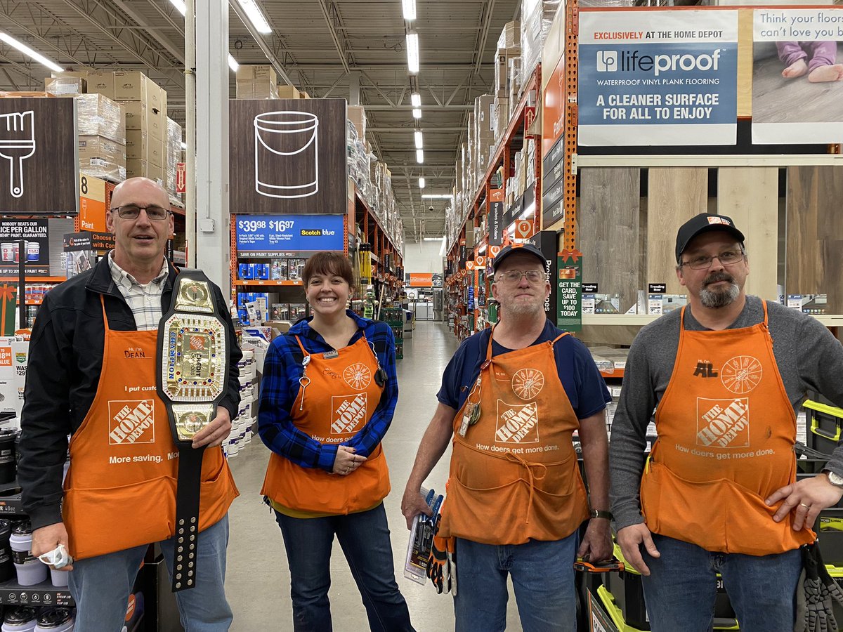 Home Depot 1257 sporting the Credit Services Champion belt. Outstanding job to our entire store including our top two associates; Kimberlee and Gerda 🎉 <a href="/CurtisM96070963/">Curtis Morales</a> <a href="/SaraSaralesher/">Sara</a> <a href="/HdShultz/">Joshua Shultz HD</a>