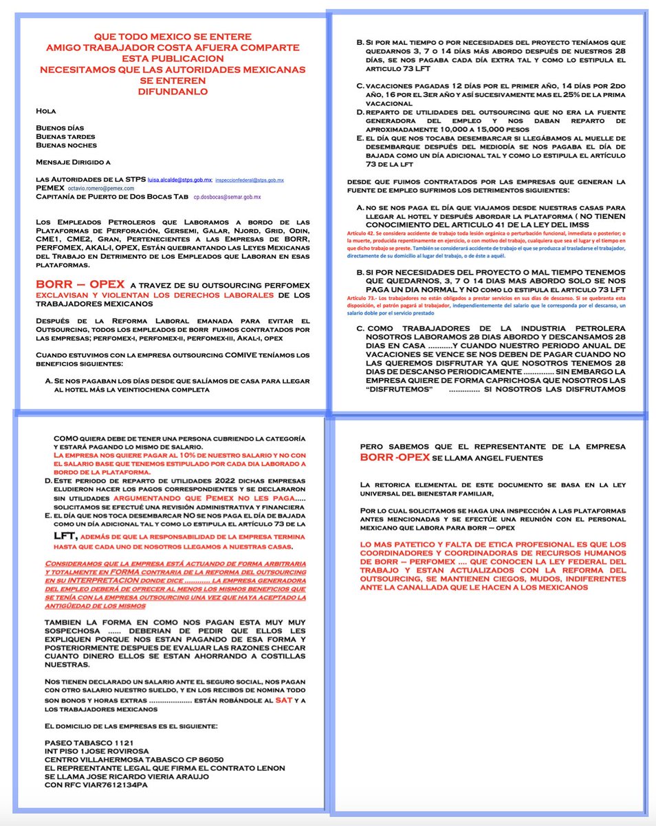 linozentella_'s tweet photo. Denuncia al 9933989844… Un ¡SOS! lanzan plataformeros a la @STPS_mx  @Pemex y @SEMAR_mx  en la TMDB que laboran a bordo de Gersemi, Galar, Njord, Grid, Odin, Cme1, Cme2, Gran, de las petroleras Borr, Perfomex-I, Perfomex-II, Perfomex-III, Akal-I, Opex, ya que están quebrando... https://t.co/VC5yHT1pLl
