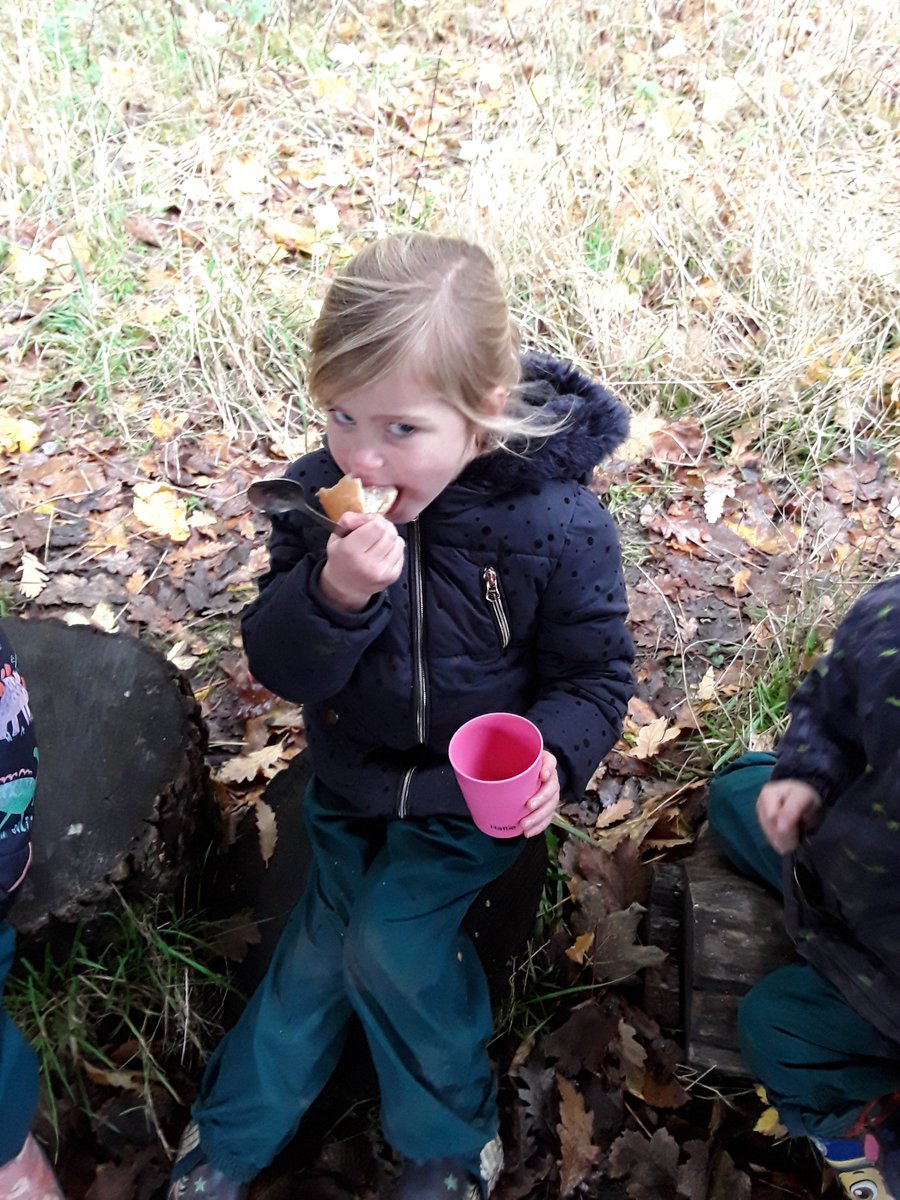 We went into the forest to see Kylie as part of our autumn adventure day today, Kylie had made us some lovely soup vegetable soup which we had with some crusty bread