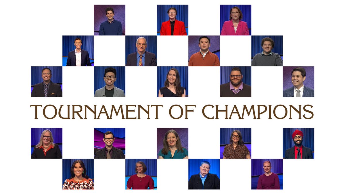 Couple of days late, but it’s finally finished!

The Tournament of Champions is one of the best times of the season, and this year’s is no exception!

It’s been so fun thus far! Can’t wait for the remaining matches!! #Jeopardy #JeopardyToC