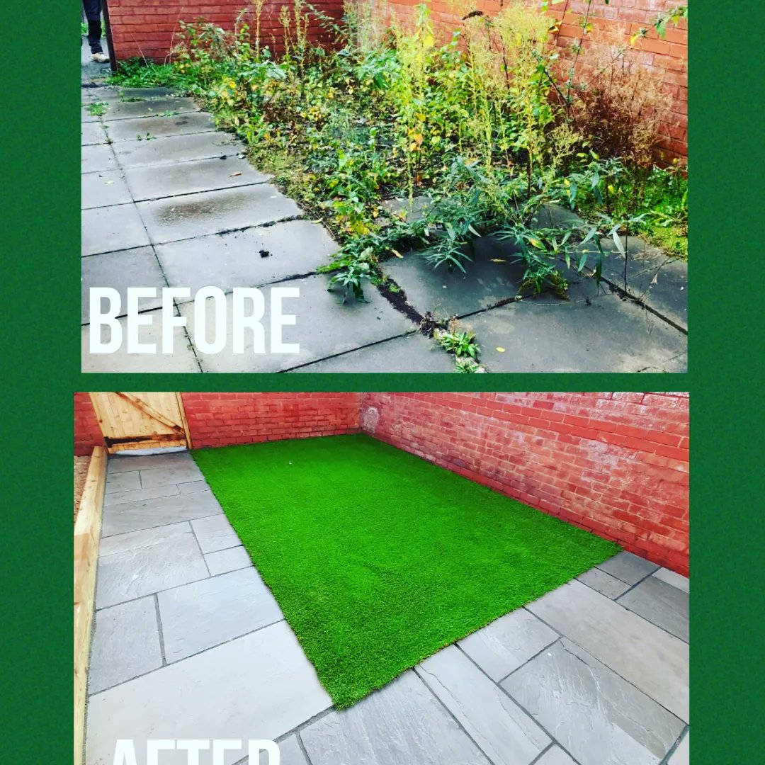 pimcoagl's tweet photo. This garden hadn't been touched from when it was first built. We installed 20m² of grey Indian stone &amp; near 20m² of our Amazon 38mm grass.
#teampimco #artificialgrass #grass #Lawn #indianstone #paving #sleepers #woodwork #makeover #landscapedesign #gardendesign #garden #smashedit https://t.co/PgjDvVxJMg
