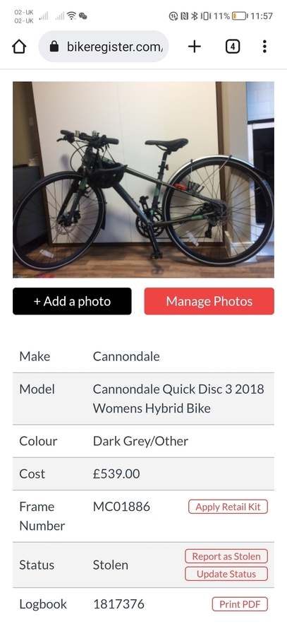 STOLEN - Gray Cannondale MC 01886 bikeindex.org/bikes/1433378