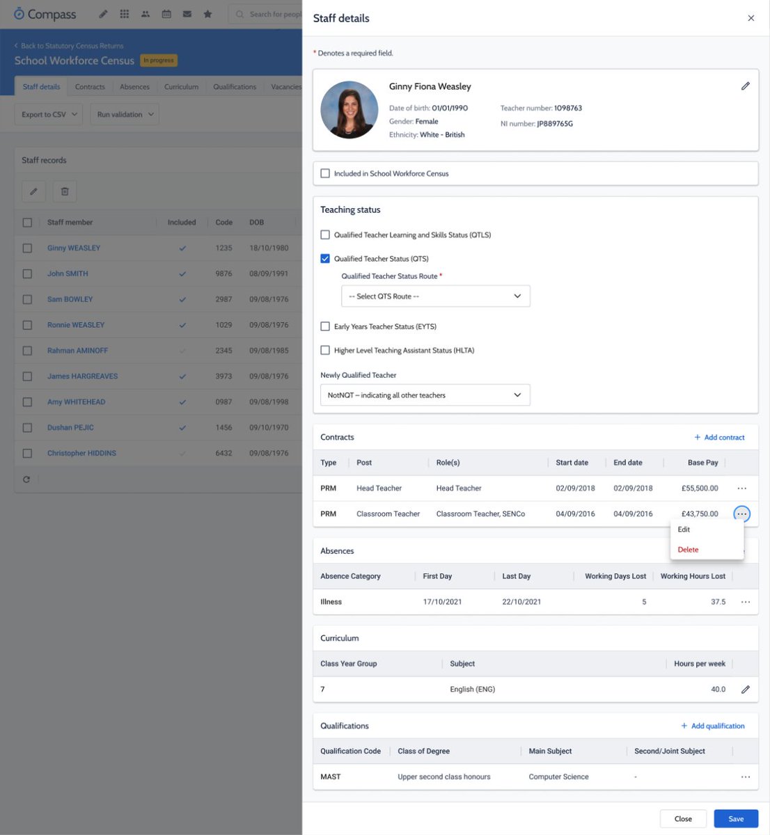 CompassMIS's tweet image. It's #SchoolWorkforceCensus tomorrow! 😱

We know #Census can be a huge stressor on #ukschools, so we created a module that's hassle free &amp;amp; user friendly.

Don't believe us? Here's a sneak peak of what Census looks like in Compass MIS 👀 🤩

Chat with us: bit.ly/3BeqLsi