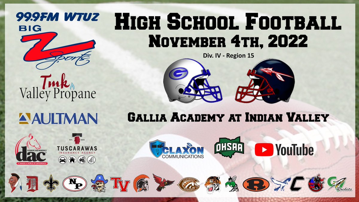 In more Friday night football, we travel to Gnaden for Division 4 Region 15 playoff coverage as the <a href="/IVHS_Football/">Eleven  Spears</a> host <a href="/GAcademyDevils/">Gallia Academy Blue Devils Football</a> 
📻- WTUZ.com/BIGZSports
📺- youtu.be/VXJvMWhoUXA

<a href="/GalliaAthletics/">GAHS Athletics</a> @IVB_Athletics
