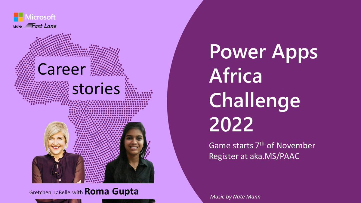 #PowerAppsAfrica challenge starts on Monday, 7th Nov!

In LinkedIn Live event TOMORROW get tips on careers in #PowerPlatform from <a href="/ThatTechieGirl/">Roma Gupta</a> Senior Cloud Solution Architect <a href="/Microsoft/">Microsoft</a>!

ow.ly/FJiJ50LrVYr

#MicrosoftSkills #PowerApps #PowerAddicts #AfricaTech #PAAC2022