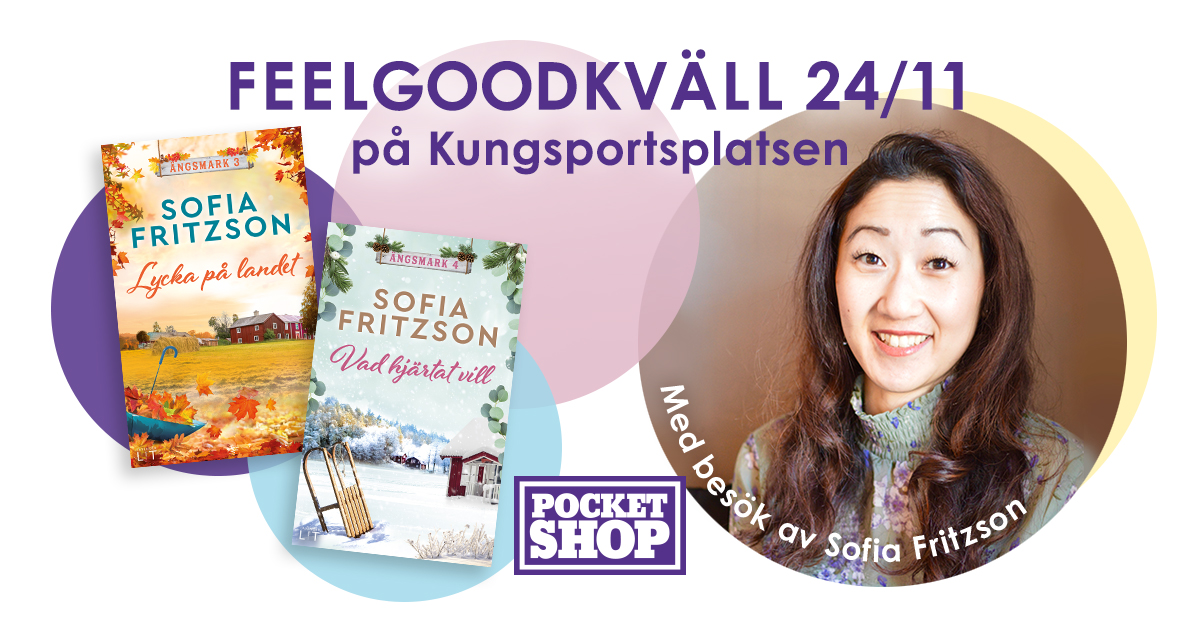 Den 24 nov. kl. 19.15 är du varmt välkommen till vår Feelgoodkväll på Pocket Shop på Kungsportsplatsen (Gtbrg)! Vi gästas av författaren Sofia Fritzson och förlaget Lavender Lit som tipsar om feelgoodpärlor ur höstens utgivning. Mer info på fb.me/e/25K9Wavg7