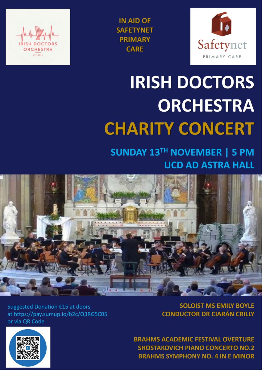 We are honoured that the @irishdoctorsorc has chosen to fundraise for us at their upcoming charity concert! 📅Sunday 13th November @ 5pm 🏫 @ucddublin Ad Astra Hall No ticket required, €15 suggested donation can be made at the door or in advance here 👇pay.sumup.io/b2c/Q3RG5C05