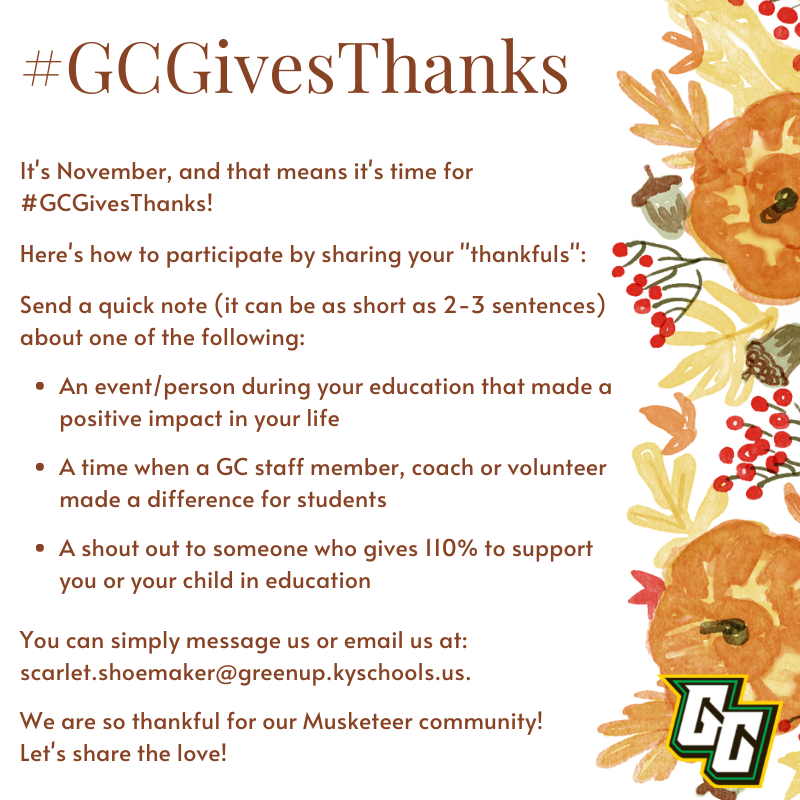 GreenupSchools's tweet photo. Join us this month in spreading positivity. 
We have so many reasons to be thankful in GC, including our amazing students! https://t.co/vArTqae5rE