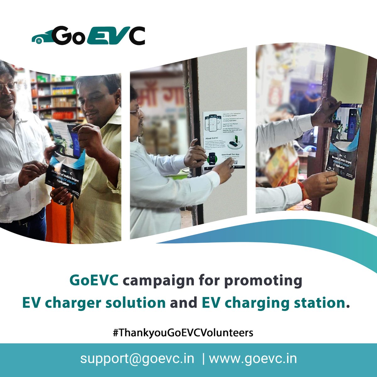 VmaticT's tweet photo. A plan to protect air, water and earth is not only for green environment but also a plan to protect humans.

GoEVC campaign for promoting EV charger solution and EV charging station for the same. Thanks to #GoEVC volunteers and team out there.
@Shoonya_India @NITIAayog  @VmaticT https://t.co/ZPPYOyz5jg