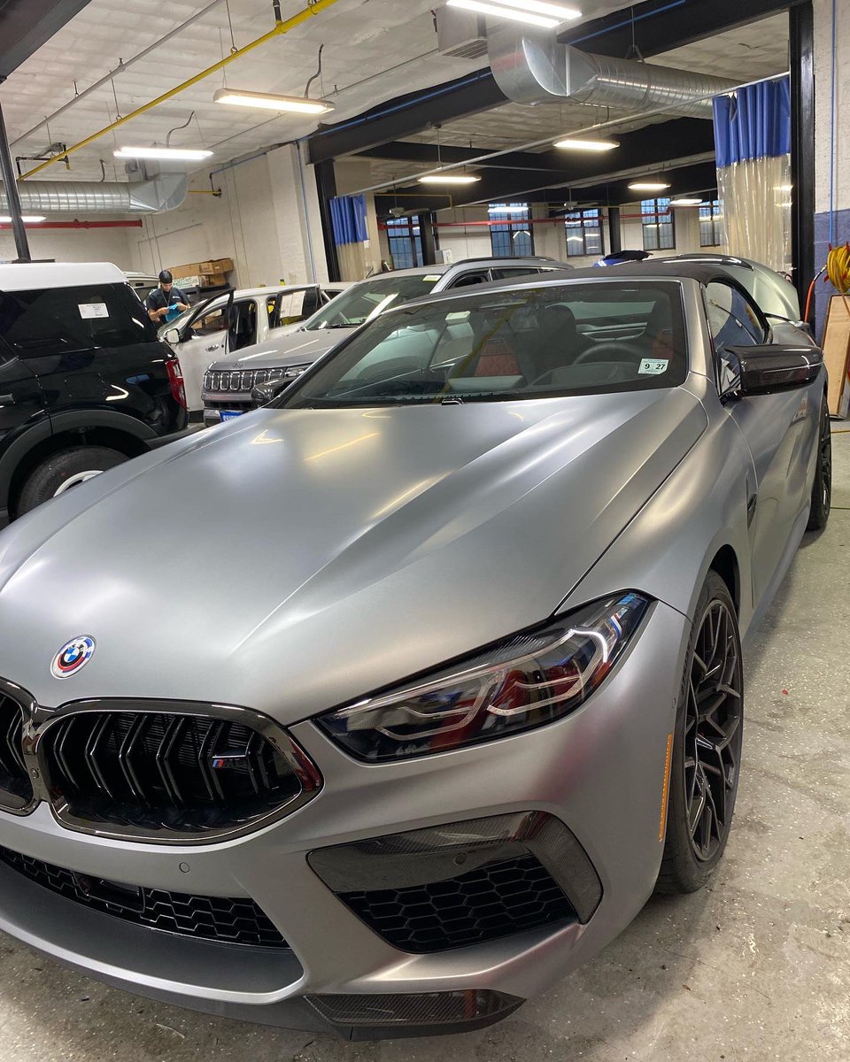 AutoActionNJ's tweet image. This 2023 BMW M8 got a full matte wrap using Llumar film! Looks amazing! #llumarfilms #bmw #autoaction #mattewrap #wrappedcarsonly #kenilworth #llumarwrap
