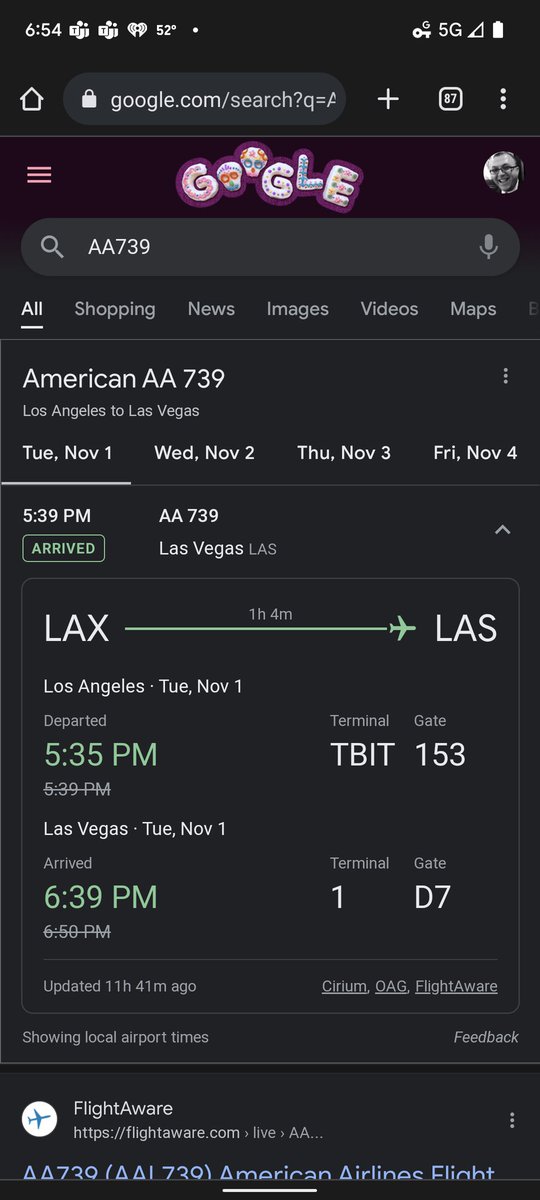 phlnrth's tweet photo. @AmericanAir AA739 left 4 min early last night from LA leaving 9 of us standing at the gate on time from AA6256.  If you know that you have 9 people running across LAX you probably shouldn't leave early. Terrible service. https://t.co/WJLR68v4IG