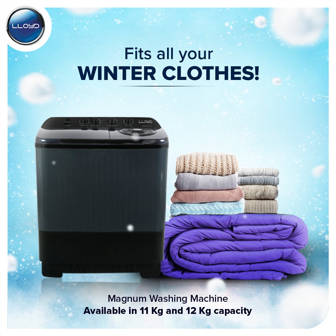MyLloydIndia's tweet image. Your winter clothes are out &amp;amp; washing them may give you sleepless nights. Go for the #Lloyd Magnum Washing Machine whose larger-than-normal capacity will wash all your heavy winter clothes &amp;amp; blankets effortlessly. #LloydWashingMachine

Buy now: bit.ly/3NgtkOj