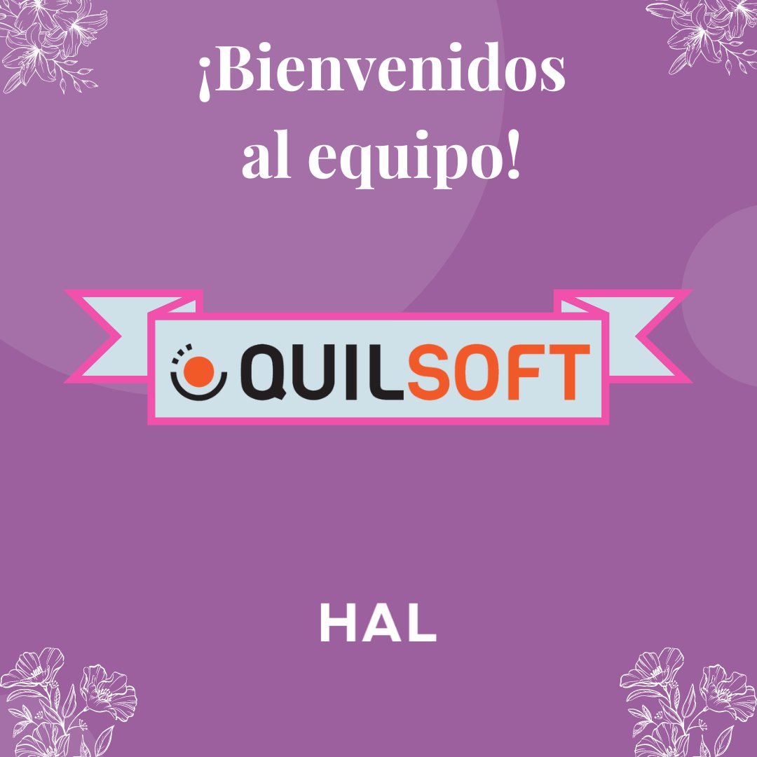 HALCompany's tweet photo. 😀 Bienvenidos✨ 👉 Quilsoft 🎊
❇️ Quilsoft es un equipo de expertos desarrollando soluciones de negocio con herramientas de última tecnología.
😊 Estamos felices y nos entusiasma comenzar a trabajar con ustedes. ¡Gracias por elegirnos! 💟
#HALCompany #Quilsoft #TeamHAL https://t.co/E5NJNoRQSi