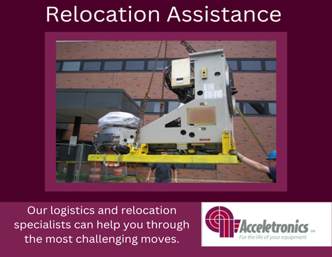 Acceletronics's tweet photo. We’ll tailor an affordable relocation solution that fits your needs. 

•Mechanical &amp; electrical de-installation and re-installation
•Specialized packing, crating, and loading for domestic and international shipments

Learn More: https://t.co/L15mPAtRiC https://t.co/qjDOLnEsN2