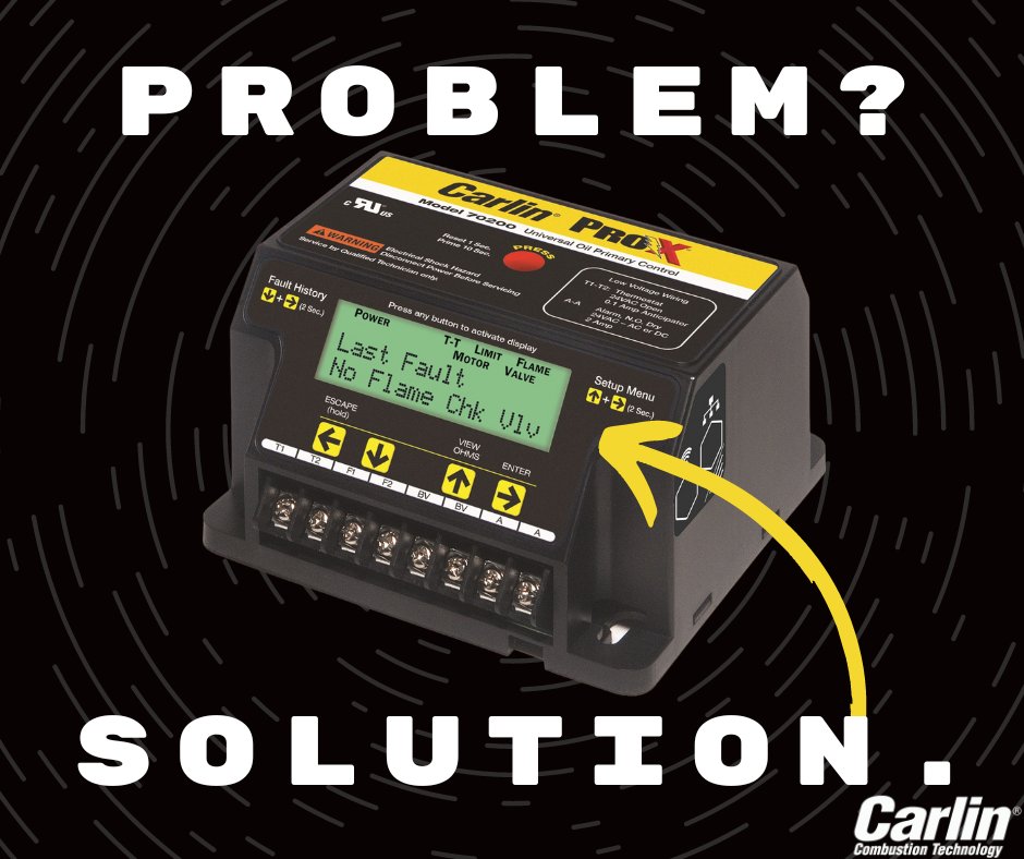 The Carlin Pro-X 70200 helps you diagnose burner problems by displaying the reason for the last fault, even if the homeowner resets the control. Check it out → bit.ly/carlin-70200