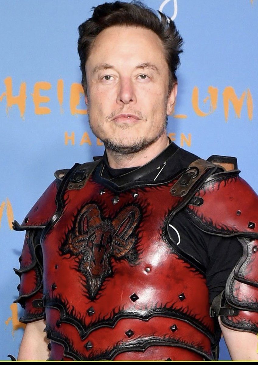 So Elon Musk shows up on Halloween wearing a baphomet costume, & I’m still wanting to know when people will wake up to the fact that this man is not an advocate for free speech but an operant of Satan, posing as light. Evil will suck you into its false narrative, if you allow it.