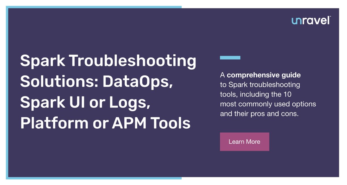 unraveldata's tweet image. In our recent guide, we highlight ten major tools that people use for troubleshooting Spark, what they do well, and where they fall short.

Learn more - unraveldata.net/3SXxjD0 

#sparkapplications #spark #unravel #unraveldata #dataops #sparkchallenges #sparktroubleshooting