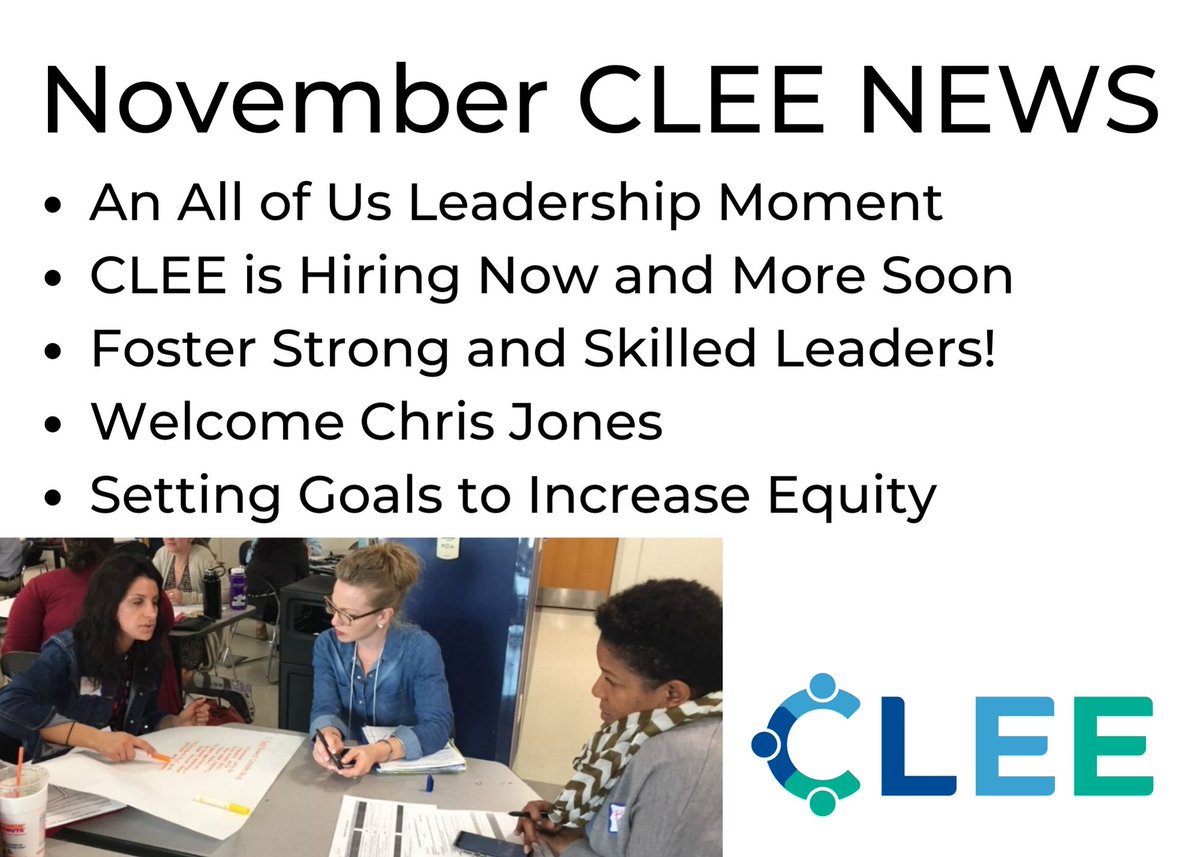 LeadforEquity's tweet photo. Check out CLEE News! Please share your response to our reflection question. Don’t forget to share!

What goal for yourself or your educational community feels furthest away right now? What is your current next step to reach that goal?

https://t.co/W3Mr05ag07 https://t.co/i8trCoE4yf