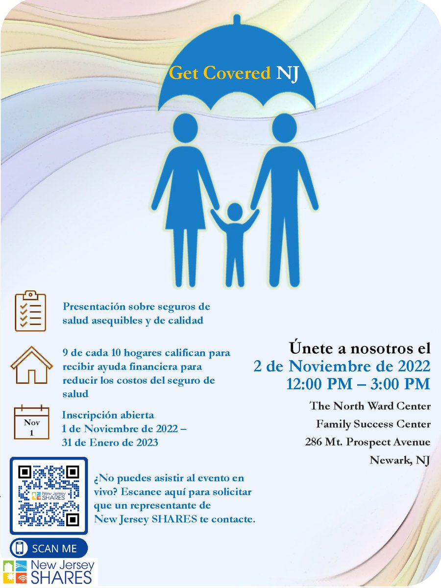 NewJerseySHARES's tweet image. Today is the day!

Visit NJ SHARES this Wednesday, November 2 from 12 p.m. to 3 p.m. for our discussion on GetCoveredNJ and how you may qualify for affordable health insurance during the open enrollment period.

#GetCoveredNJ
#NJSHARES
#DeliveringHelp