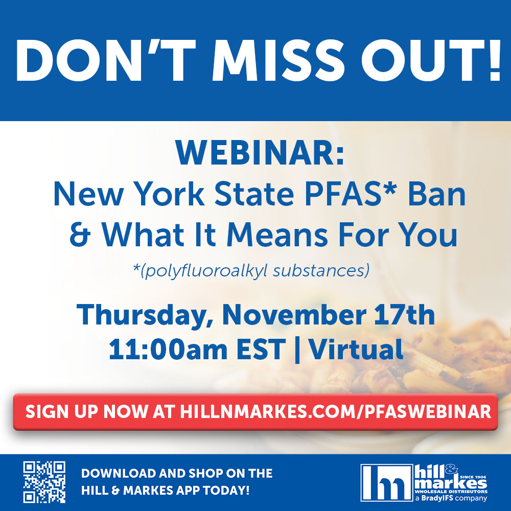 DON'T MISS OUT! If you have questions about the PFAS Ban in New York State, we have answers and we can't wait to share them with you! 

Reserve your (virtual) spot at Hill & Markes today: hillnmarkes.com/pfaswebinar