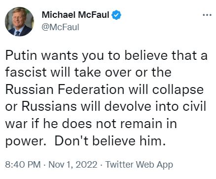 Don't believe McFaul. Michael McFaul: 'Yes, we're lying. That's the real world.'