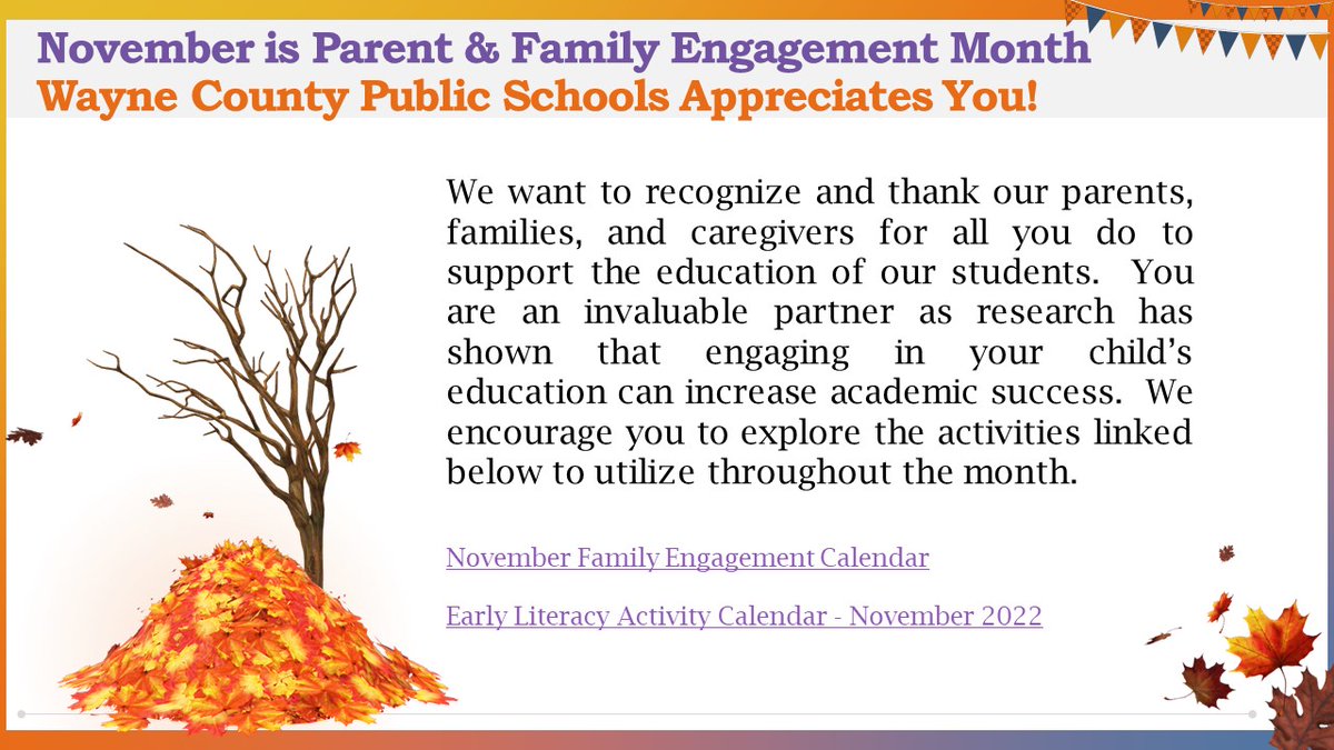 November is Parent and Family Engagement Month! To view, go to bit.ly/3UaTF4e