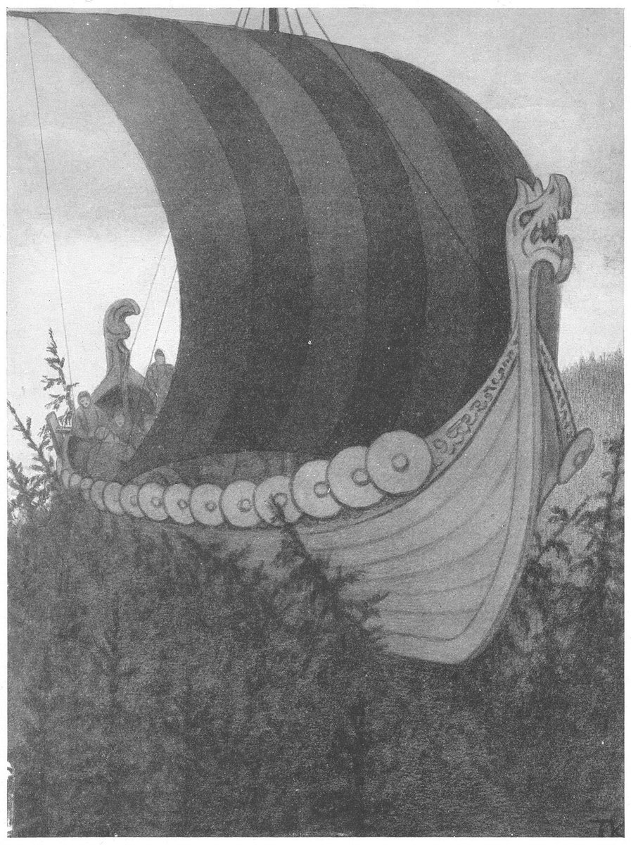 RGeirsson's tweet photo. Askeladden sails a ship that can float and fly and descend into tree canopies, and he uses it to acquire weird supernatural creatures that then help him to win the princess and the kingdom, you know, just because. #WyrdWednesday 🖼 Theodor Kittelsen https://t.co/ViOw5mDoTy