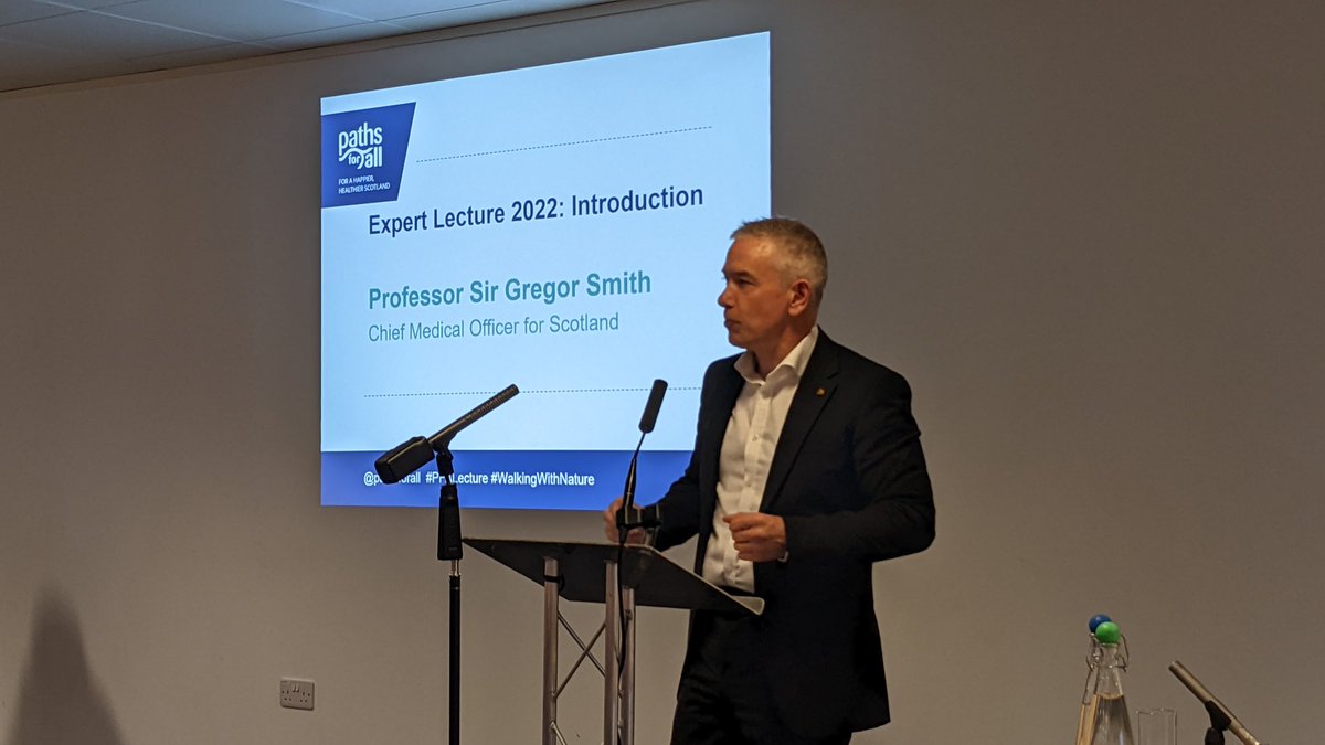 We’re thrilled welcome Professor Sir <a href="/DrGregorSmith/">Prof Sir Gregor Smith</a>, Chief Medical Officer for Scotland who opens our 2022 #PFALecture, highlighting the importance of #nature, social prescribing and #physicalactivity on helping reduce pressure on the NHS, whilst improving our health &amp; wellbeing.