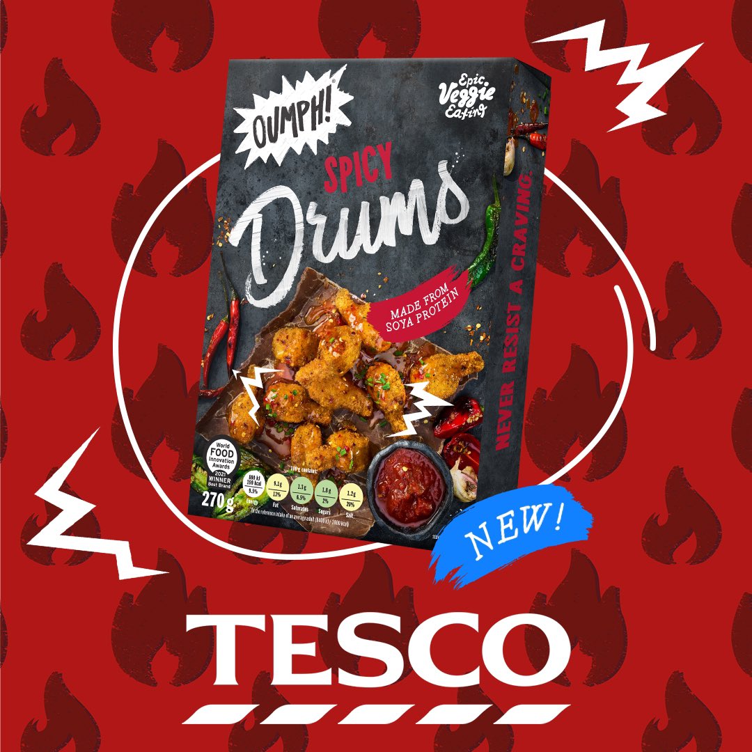 🥁 Great news <a href="/eat_oumph/">eat_oumph</a> Spicy Drums are in <a href="/Tesco/">Tesco</a> 
Just need to decide which dip to go for…or just try all three! 
Korean 🌶, Green Goddess, Roasted Garlic &amp; Chive

#nomeat #plantbased #notjustforvegans  #epicveggie