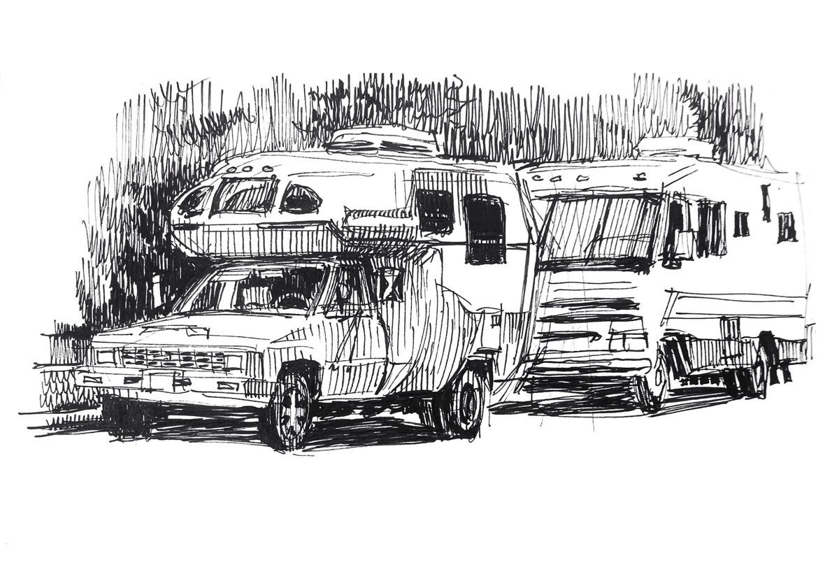 Some sketches done from my parked car in Denver this year. 