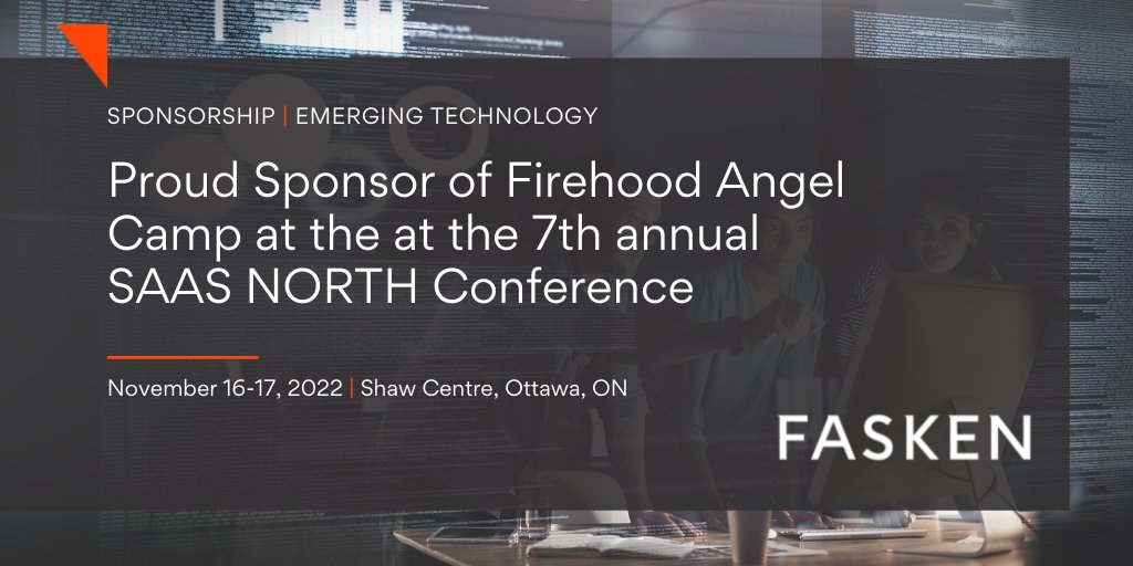 FaskenLaw's tweet photo. Fasken’s #EmergingTechnology team is proud to sponsor @thefirehood Angel Camp at the 7th annual @SAASNORTH Conference, taking place in Ottawa on November 16-17, 2022. Learn more and register using discount code Fasken25 today: https://t.co/M1dqdZFHz2
 
#FaskenTech #SaaSNorth https://t.co/9wzMxmSqkj