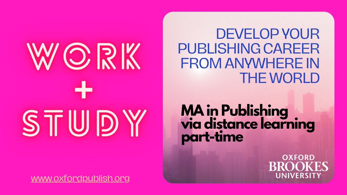 MA in Publishing?  Already have a day job?  

Join our live webinar on Wednesday 10 November and discover why our distance learning degree in Publishing is perfect for you. 

Join the webinar here: brookes.zoom.us/webinar/regist…