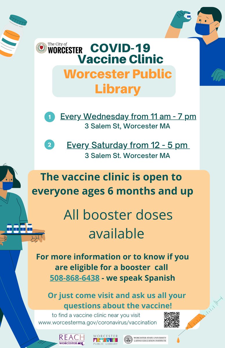 WorcesterDPH's tweet photo. Worcester has seen an increase in the number of residents rolling up their sleeves for the #COVID19 vaccine the past 5 weeks. 

Keep up the momentum and get your next dose today @worcester_pl from 11 am - 7 pm.

(ps you can still show your new vax card to waive lost book fines!) https://t.co/q8j5p0ACi8