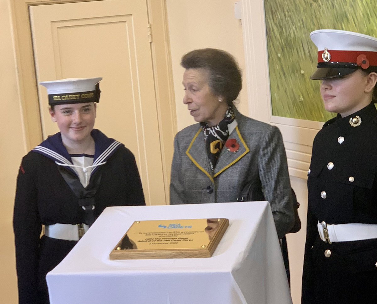BrianKingston's tweet photo. Delighted to attend 80th anniversary celebration of Sea Cadets in Northern Ireland with principal guest Her Royal Highness the Princess Royal (Princess Anne), in my capacity as honorary President of Belfast Eagle Sea Cadets. 
A very positive event, moved indoors due to weather! https://t.co/APswTHOzn5