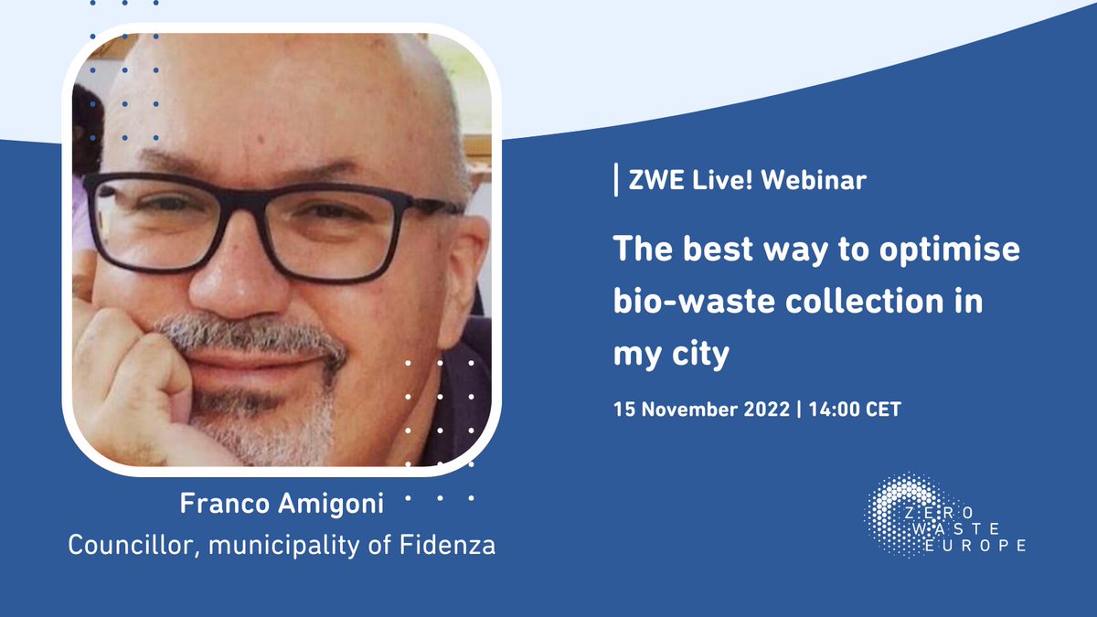 The second speaker for our next webinar will be <a href="/FrancoAmigoni/">Franco Amigoni</a>, Councillor in Fidenza 🇮🇹

He will be sharing best practices from his municipality, which has achieved a collection rate of 83%, generating just 80kg of residual waste per person.

Register 👉 zurl.co/OtKh