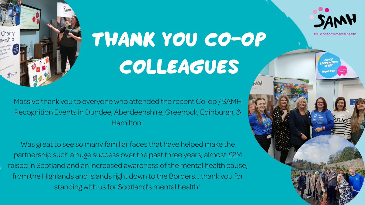 Thank you <a href="/coopuk/">Co-op</a> colleagues! ❤️ For anyone unable to attend the Recognition Events but still interested in learning more about the positive impact the Co-op funded services in Scotland are having in their communities, we'll shortly be sharing additional updates with everyone 😊
