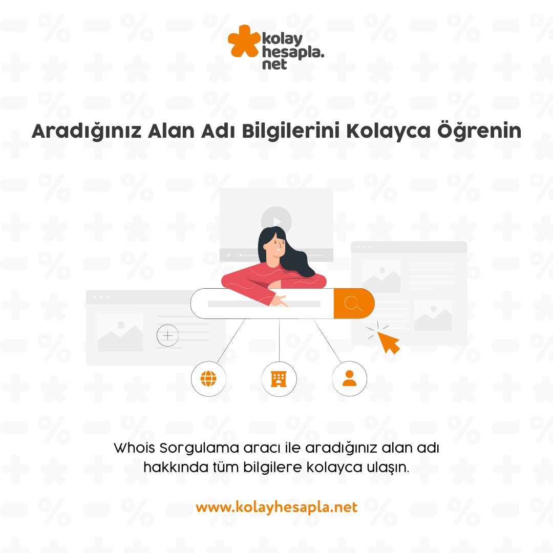 Domain Whois Sorgulama Aracı ile aradığınız alan adının yenileme tarihi, domain yaşı, dns vb. tüm bilgilere kolayca ulaşabilirsiniz. kolayhesapla.net/sorgulama/doma…

#whoissorgulama #domain #whois #alanadı #kolayhesapla