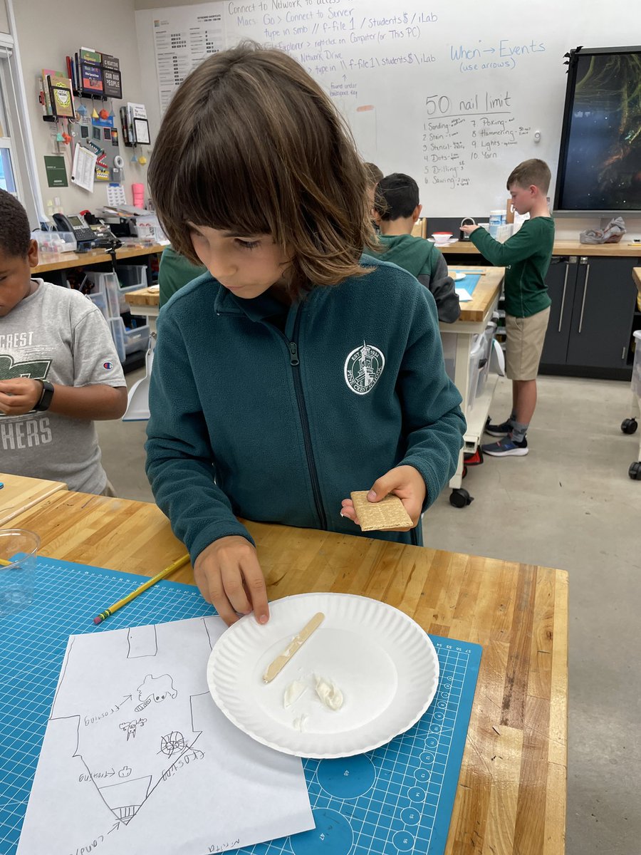 PineCrestAux's tweet photo. Another #PCAfterSchool Pop-Up offered in the #PCiLab was a design challenge for Ss in #PCGrade2 and #PCGrade3. Ss could choose to work independently or in a group to build a sturdy Haunted House using candy, graham crackers, and icing. #PCProblemSolving https://t.co/Ha81EU2SHz